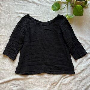 Kleen Lagenlook Black Boxy Linen Top